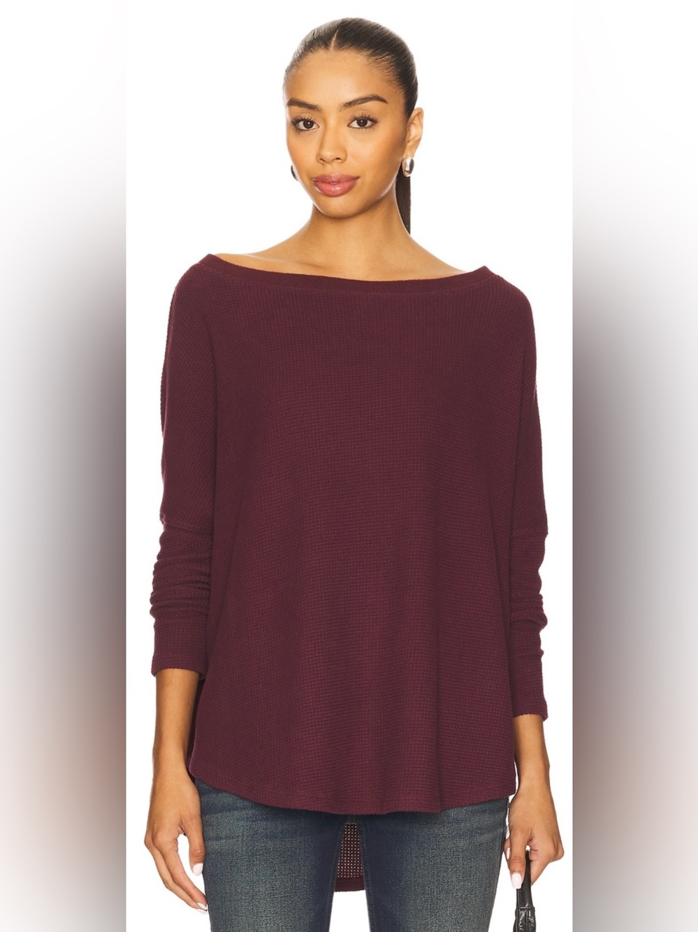 We The Free by Free People “Latte Blues” Thermal in Chocolate Grape - Oversized